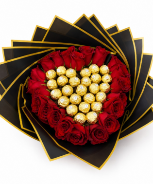 Ramo de 15 rosas con chocolates