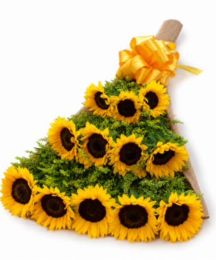 Ramo de 12 girasoles en Yute