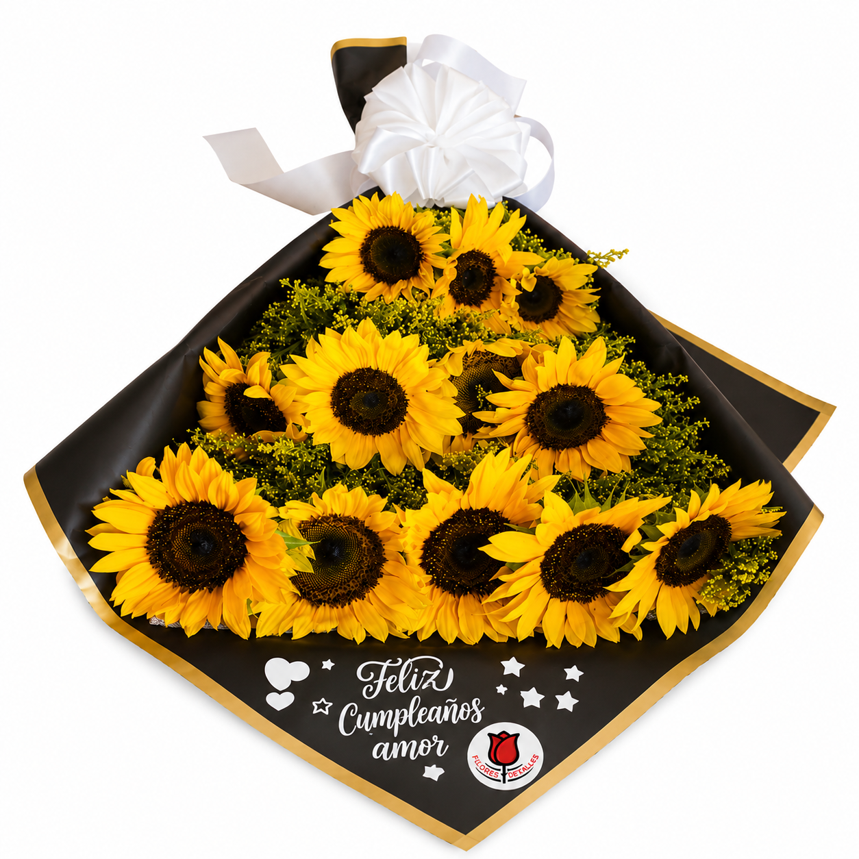 Ramo de 12 girasoles con papel decorativo