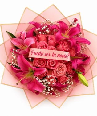 Ramo de 25 rosas  y lirios