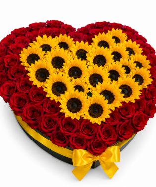 Box grande de rosas y girasoles