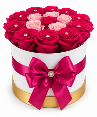 Box redondo de rosas