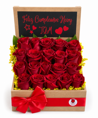 Caja pizarra de Rosas Importadas