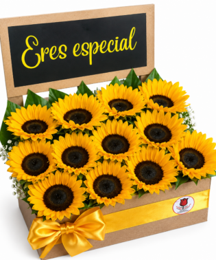 Caja pizarra con girasoles