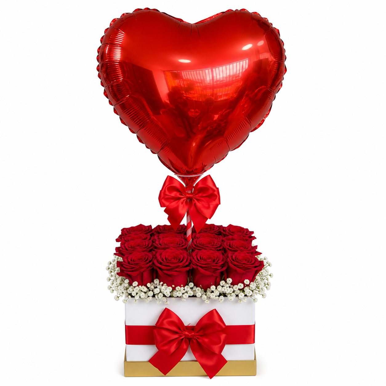 FlowerBox 16 Rosas con Globo Personalizado