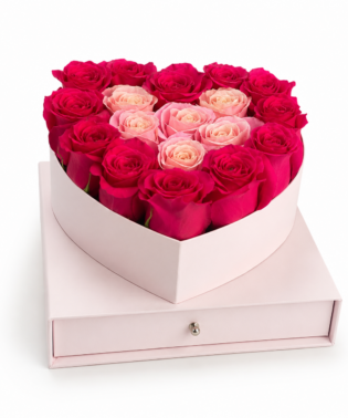 Flowerbox acrílico corazón y chocolates