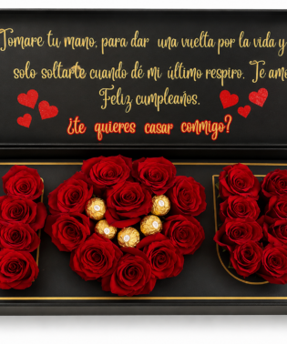 Caja I Love You - Rosas Importadas y Chocolates Rochero Ferrer