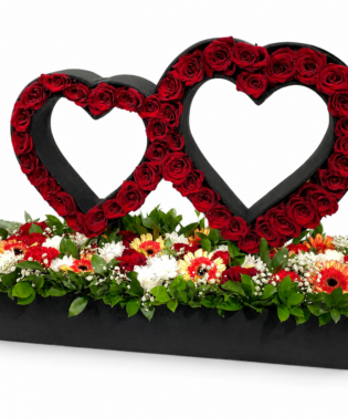 Doble corazón rosas importadas