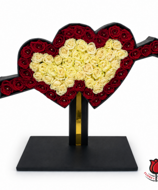 Doble corazón rosas con Diamantes