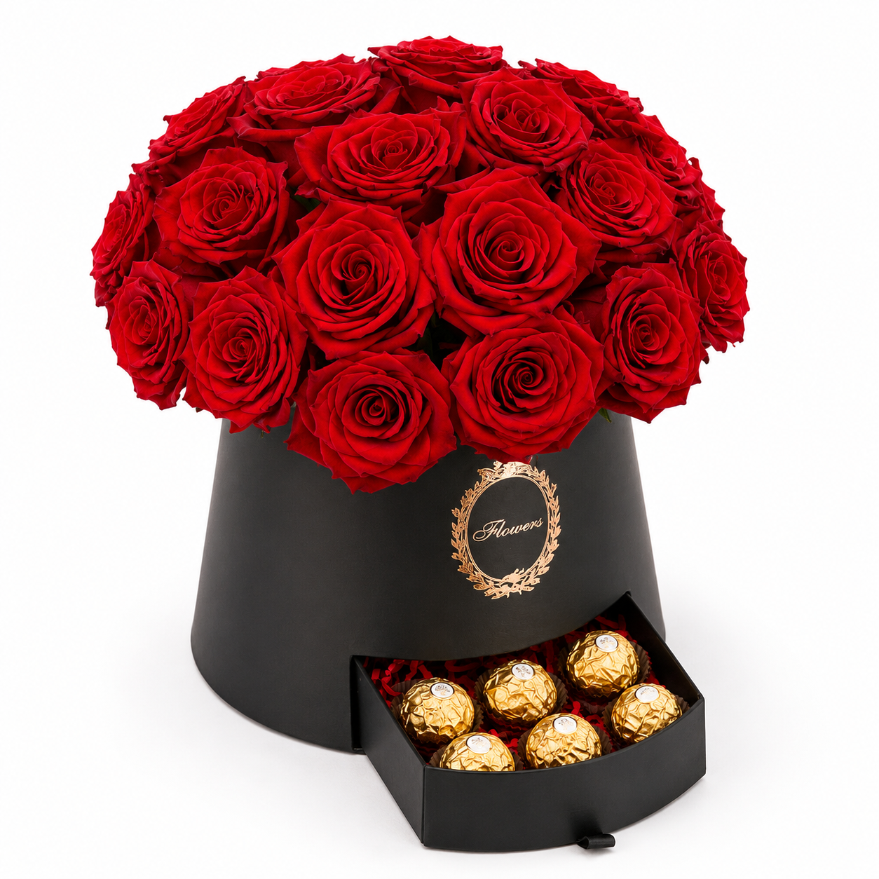 Caja cónica de rosas importadas