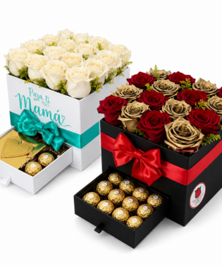 FlowerBox con rosa y chocolates