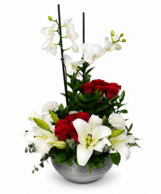 Arreglo de Orquídeas, rosas y claveles