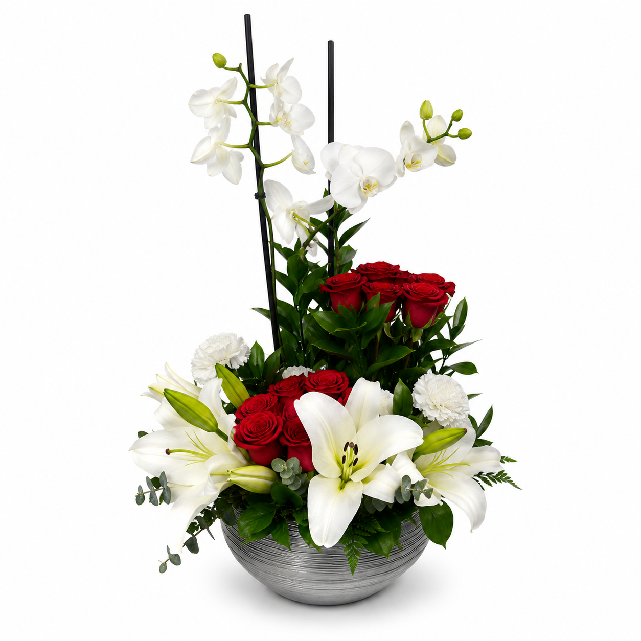 Arreglo de Orquídeas, rosas y claveles