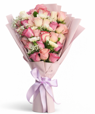 Ramo 30 rosas con claveles