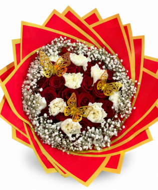Ramo buchón combinado rosas y claveles