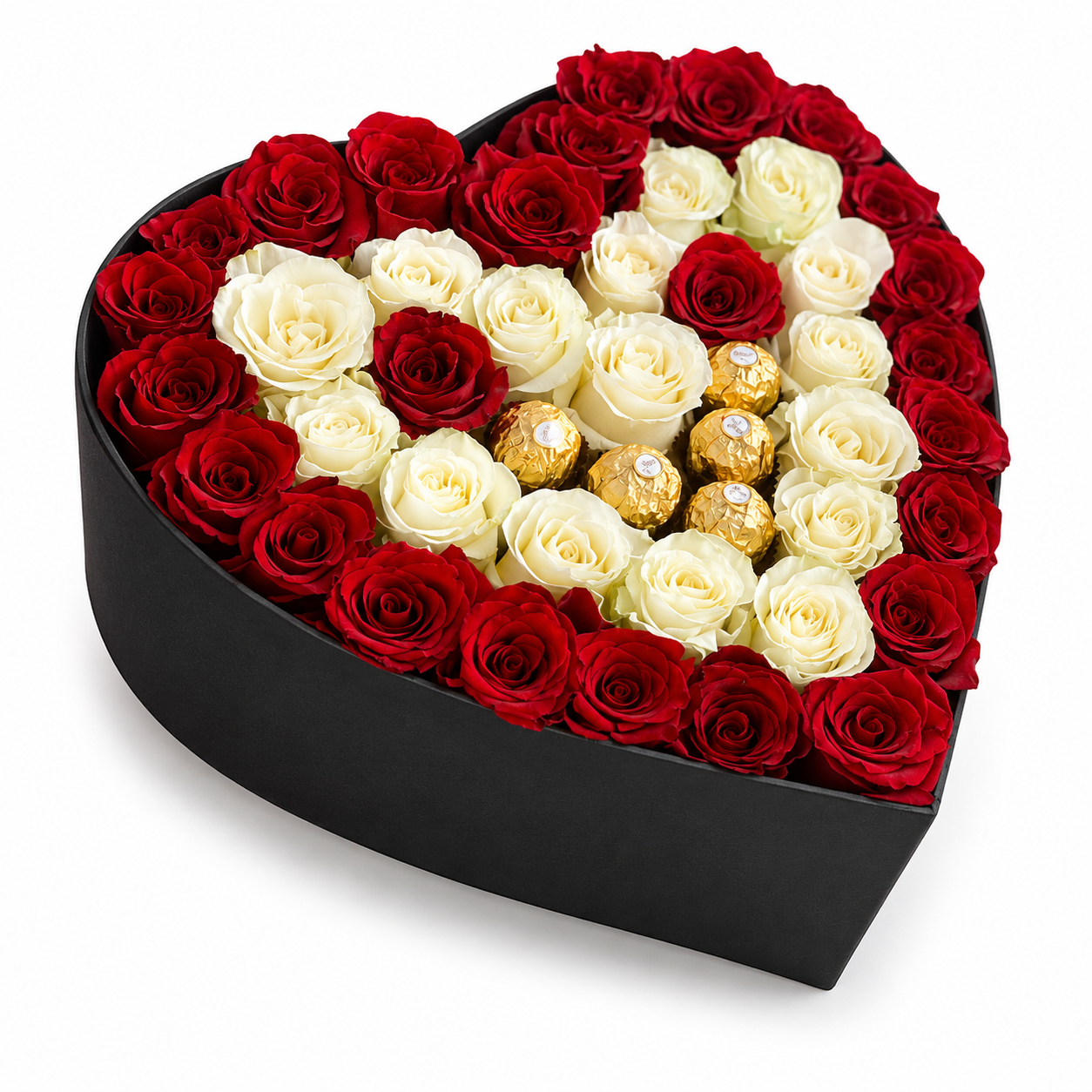 Box de corazón de rosas importadas y chocolates