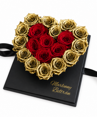 Corazón inclinado con tapa acrilica rosas importadas