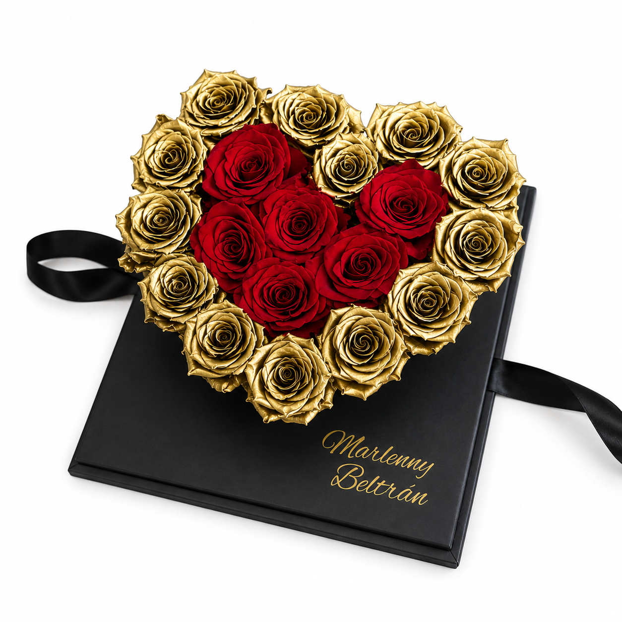 Corazón inclinado con tapa acrilica rosas importadas