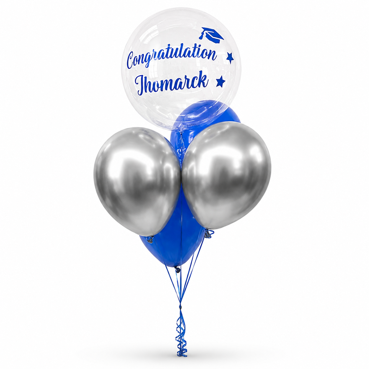 Bouquet de globo burbuja personalizado y latex en helio